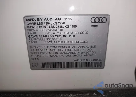 2016 Audi Q3 2.0T Premium Plus z USA, uszkodzony, nr VIN WA1EFCFS5GR012868